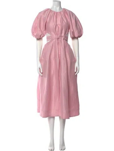 Pre-owned Aje Linen Long Dress In Pink