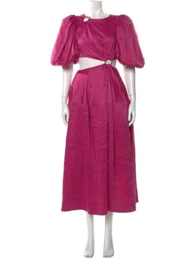 Pre-owned Aje Linen Long Dress In Pink