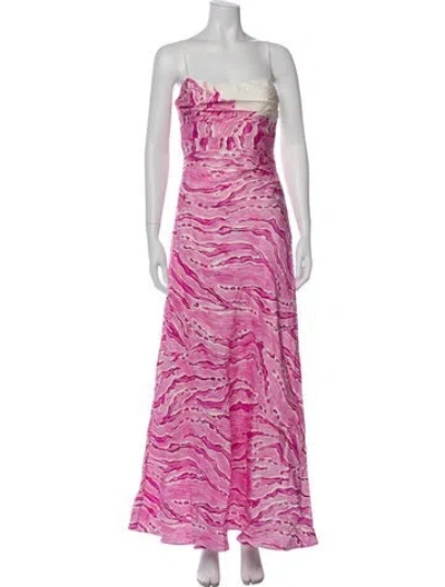 Pre-owned Aje Linen Long Dress In Pink