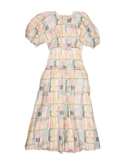 Pre-owned Aje Linen Long Dress In Pink