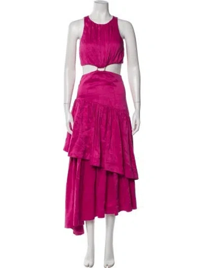 Pre-owned Aje Linen Long Dress In Pink