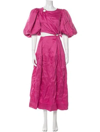 Pre-owned Aje Linen Long Dress In Pink