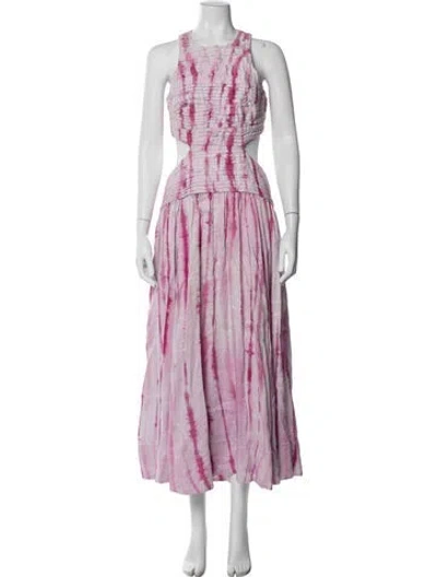 Pre-owned Aje Linen Long Dress In Pink