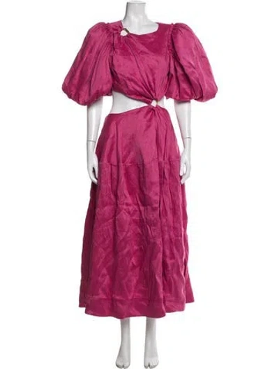 Pre-owned Aje Linen Long Dress In Pink