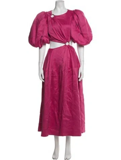 Pre-owned Aje Linen Long Dress In Pink