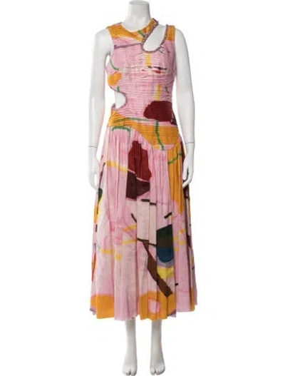 Pre-owned Aje Linen Long Dress In Pink