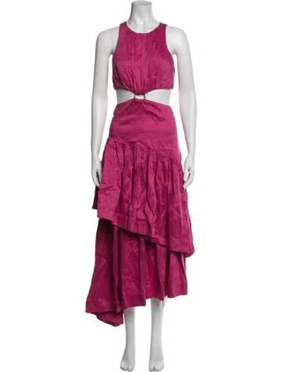 Pre-owned Aje Linen Long Dress In Pink