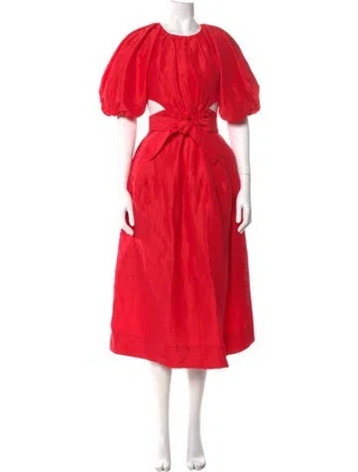Pre-owned Aje Linen Long Dress In Red