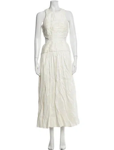 Pre-owned Aje Linen Long Dress In White