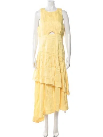 Pre-owned Aje Linen Long Dress In Yellow