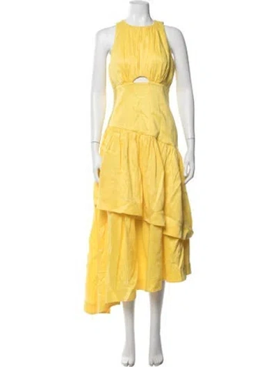 Pre-owned Aje Linen Long Dress In Yellow