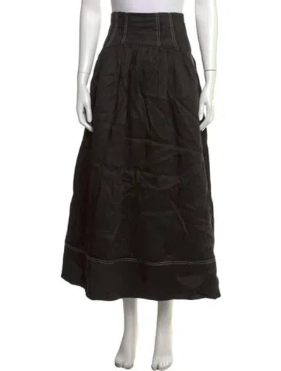 Pre-owned Aje Linen Long Skirt In Black
