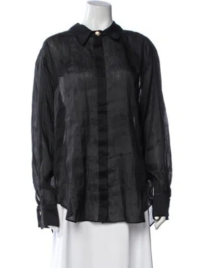 Pre-owned Aje Linen Long Sleeve Blouse In Grey