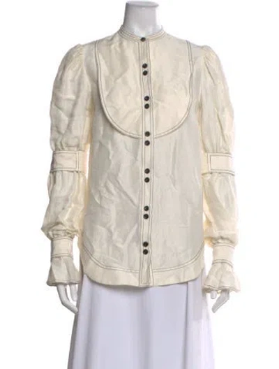 Pre-owned Aje Linen Long Sleeve Blouse In Neutral