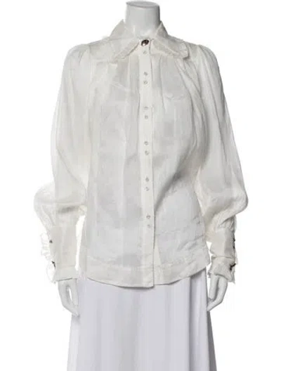 Pre-owned Aje Linen Long Sleeve Blouse In Neutrals