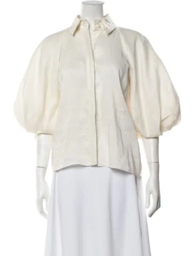Pre-owned Aje Linen Long Sleeve Blouse In Neutrals