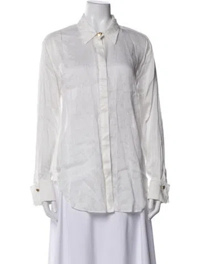 Pre-owned Aje Linen Long Sleeve Blouse In Neutrals