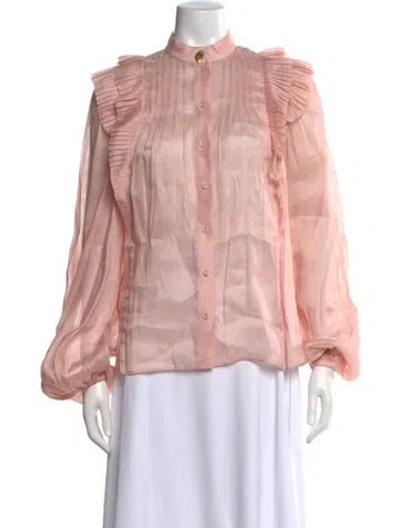 Pre-owned Aje Linen Long Sleeve Blouse In Pink