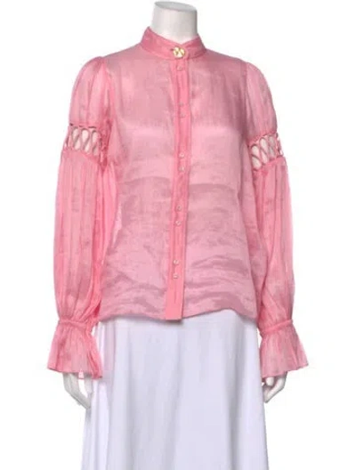 Pre-owned Aje Linen Long Sleeve Blouse W/ Tags In Pink