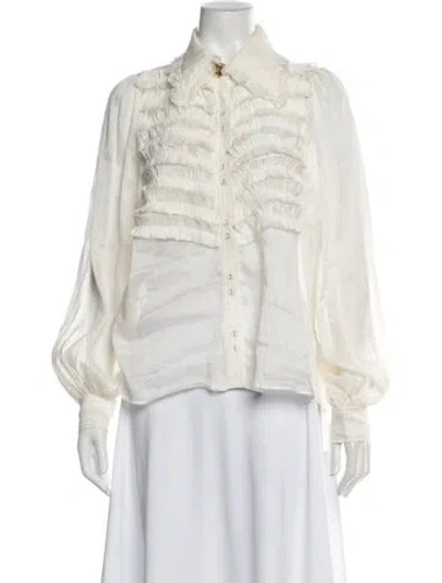 Pre-owned Aje Linen Long Sleeve Blouse In White