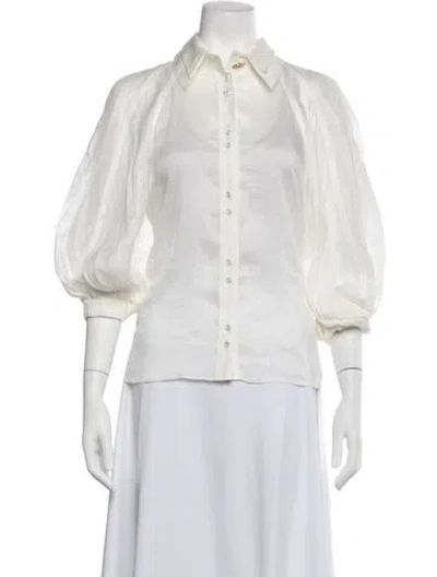 Pre-owned Aje Linen Long Sleeve Blouse In White