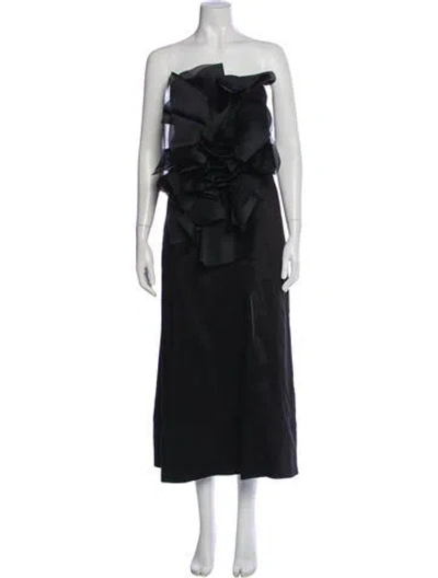Pre-owned Aje Linen Midi Length Dress In Black