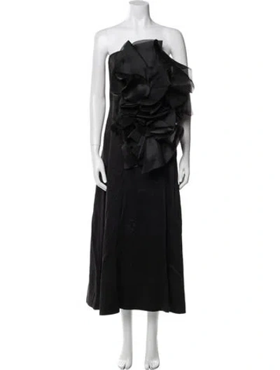 Pre-owned Aje Linen Midi Length Dress In Black