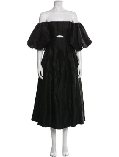 Pre-owned Aje Linen Midi Length Dress In Black