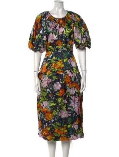 Pre-owned Aje Linen Midi Length Dress In Black