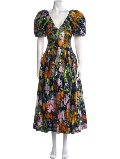 Pre-owned Aje Linen Midi Length Dress In Black