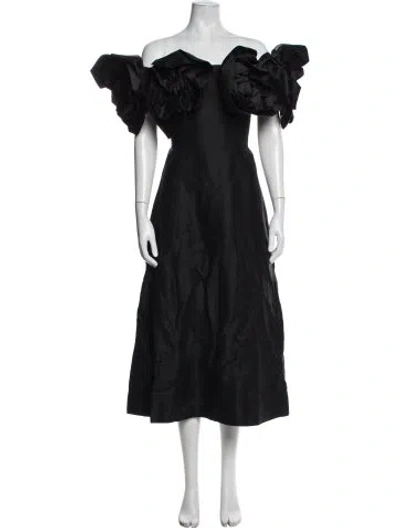 Pre-owned Aje Linen Midi Length Dress In Black