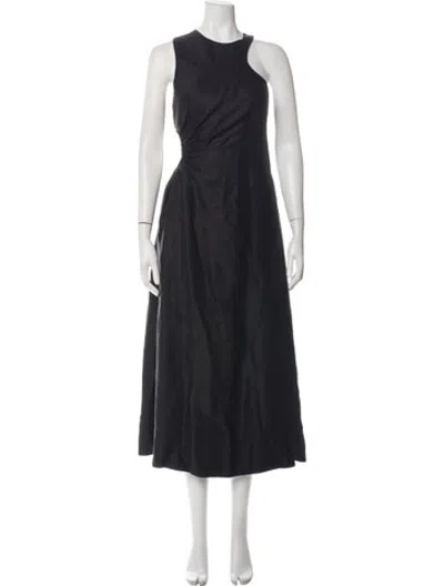 Pre-owned Aje Linen Midi Length Dress In Black