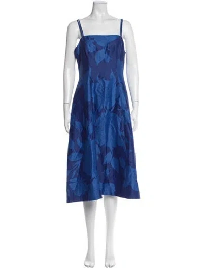 Pre-owned Aje Linen Midi Length Dress In Blue