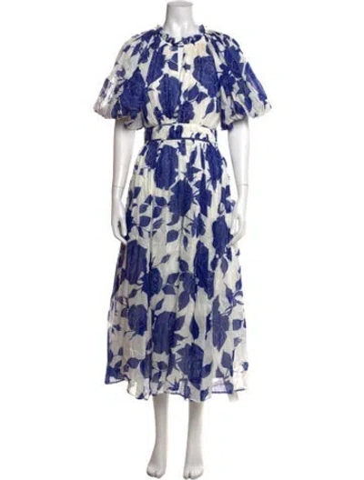 Pre-owned Aje Linen Midi Length Dress In Blue