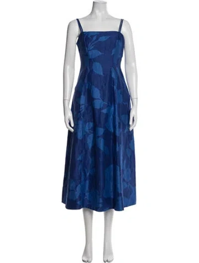 Pre-owned Aje Linen Midi Length Dress In Blue