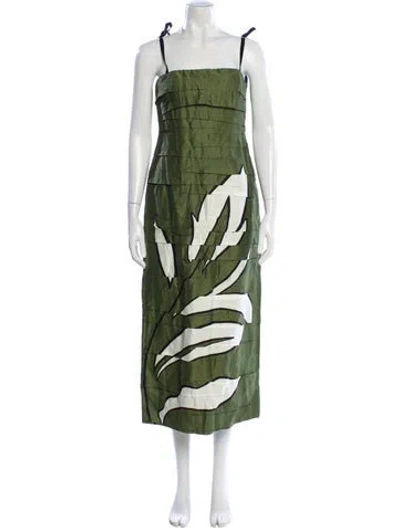 Pre-owned Aje Linen Midi Length Dress In Green