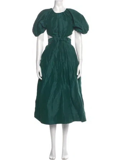 Pre-owned Aje Linen Midi Length Dress In Green