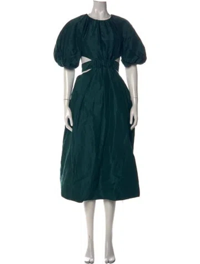 Pre-owned Aje Linen Midi Length Dress In Green