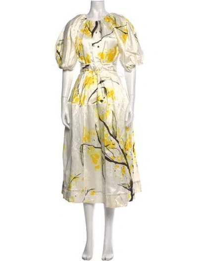 Pre-owned Aje Linen Midi Length Dress In Neutral