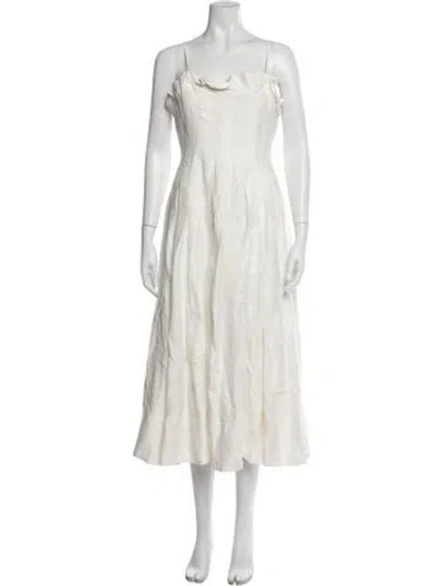 Pre-owned Aje Linen Midi Length Dress In Neutrals