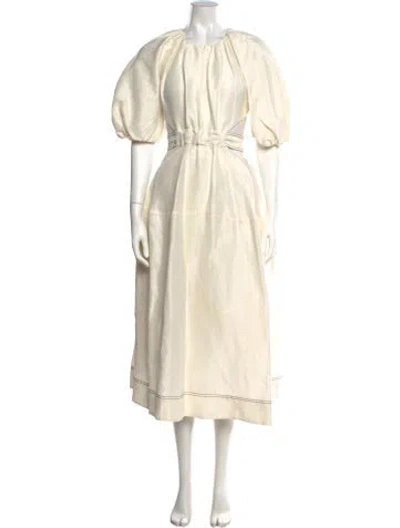 Pre-owned Aje Linen Midi Length Dress In Neutrals