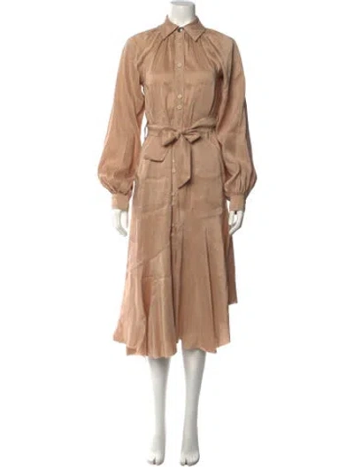 Pre-owned Aje Linen Midi Length Dress In Neutrals
