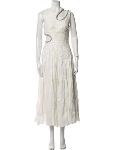 Pre-owned Aje Linen Midi Length Dress In Neutrals