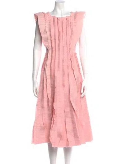 Pre-owned Aje Linen Midi Length Dress In Pink