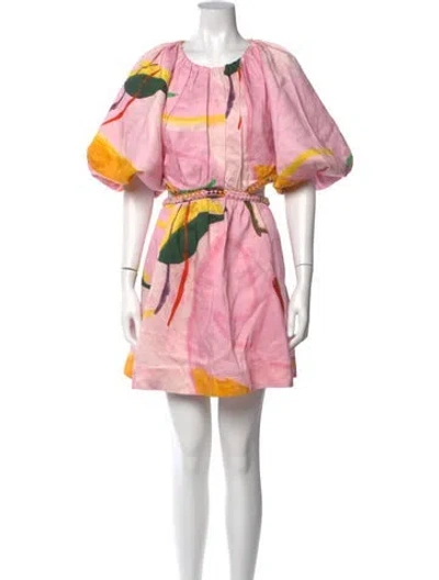 Pre-owned Aje Linen Midi Length Dress In Pink