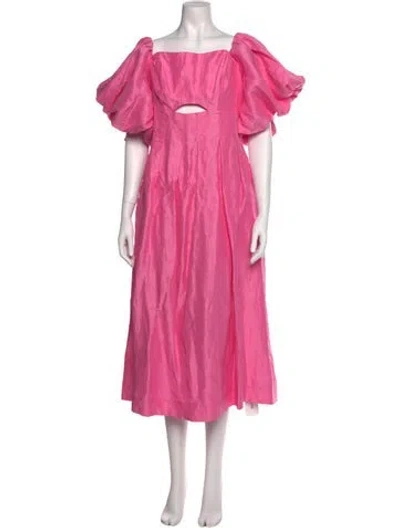 Pre-owned Aje Linen Midi Length Dress In Pink