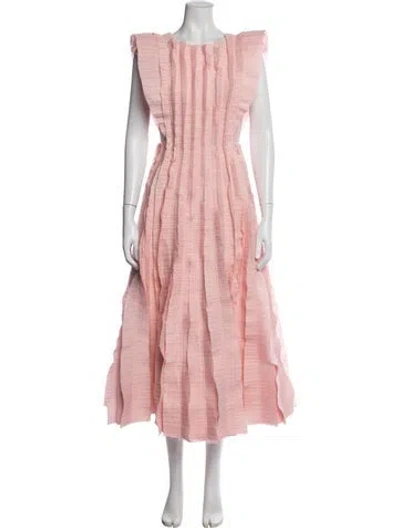 Pre-owned Aje Linen Midi Length Dress In Pink
