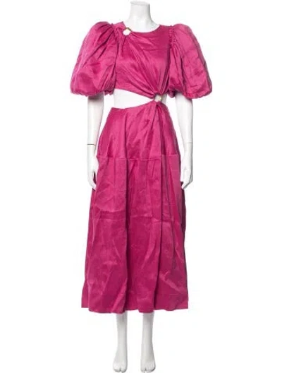 Pre-owned Aje Linen Midi Length Dress In Pink