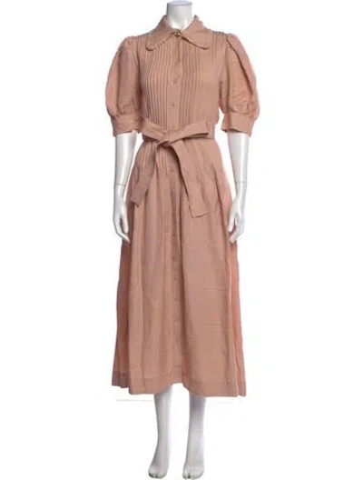 Pre-owned Aje Linen Midi Length Dress In Pink