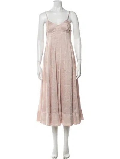 Pre-owned Aje Linen Midi Length Dress In Pink